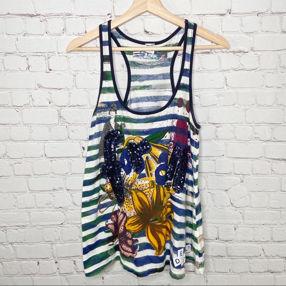 Desigual Sequin Stripe For All Tank Top Medium - Picture 7 of 8